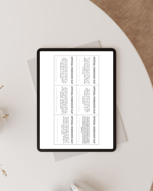 Digital document displayed on a tablet with a minimal background